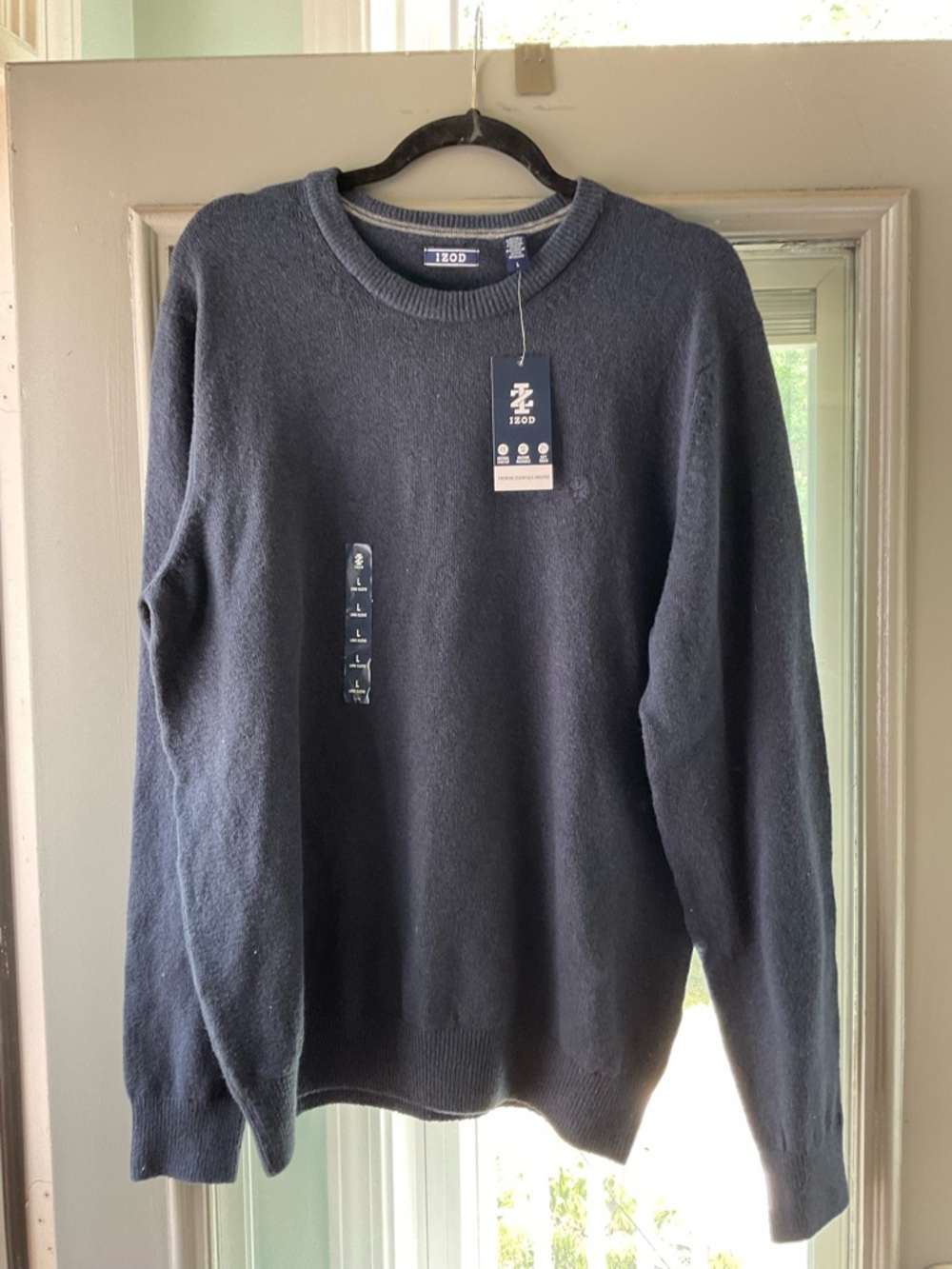 Izod Men's Dark Navy Crewneck Sweater NWT Size L